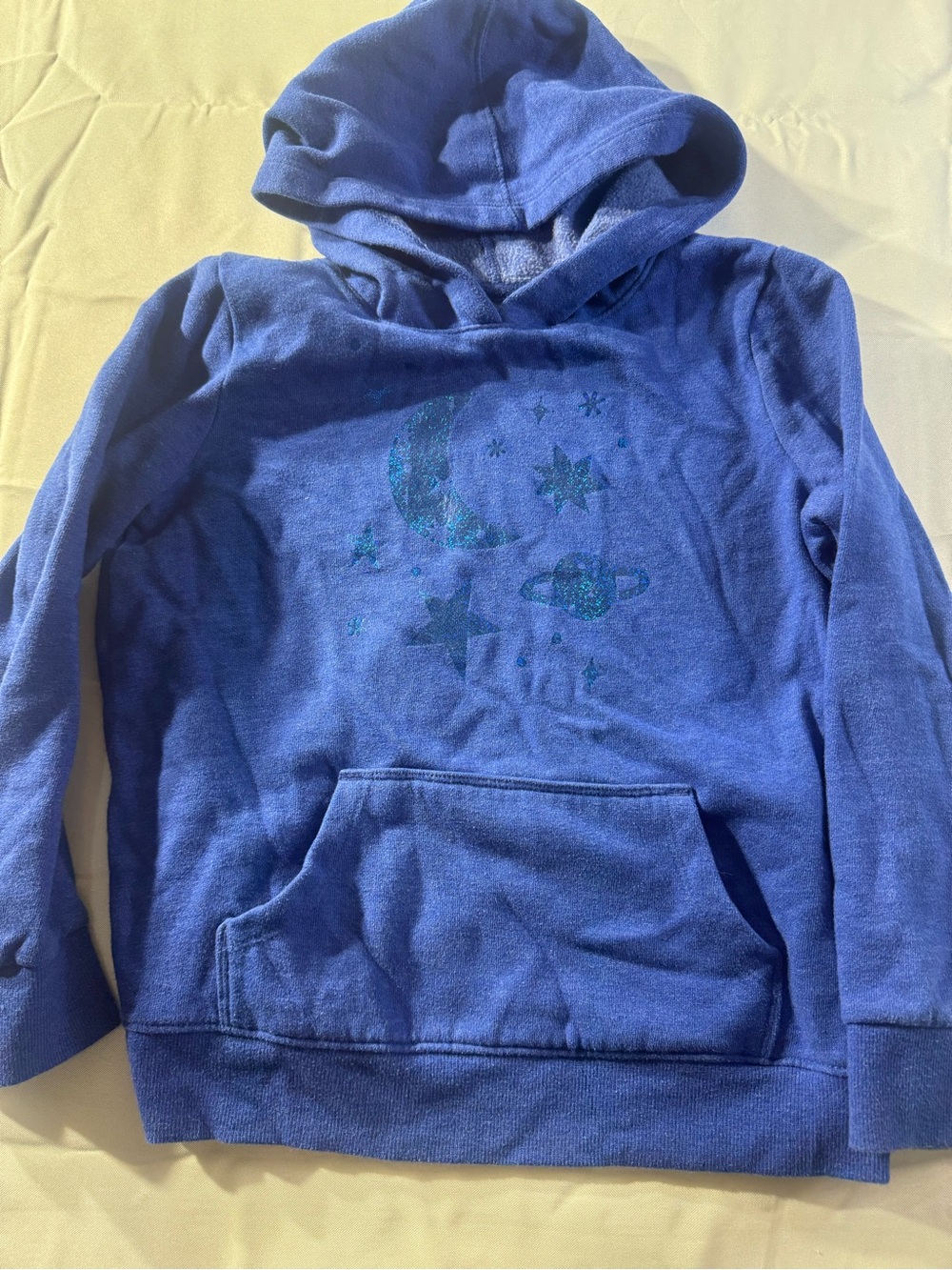 Cat & Jack Medium Blue Girls' Hooded Sweatshirt with Glitter Space Motif
